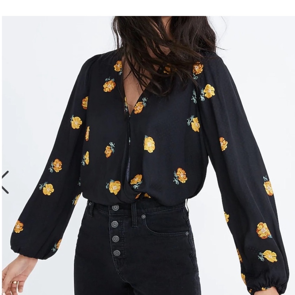 Madewell S Bubble-Sleeve Wrap Top in Floating Florets